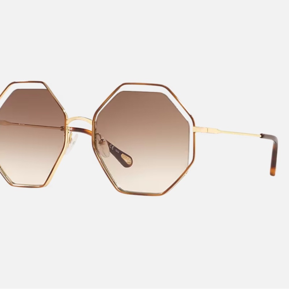 Chloe Gold Sunglasses with Hexagonal Frame